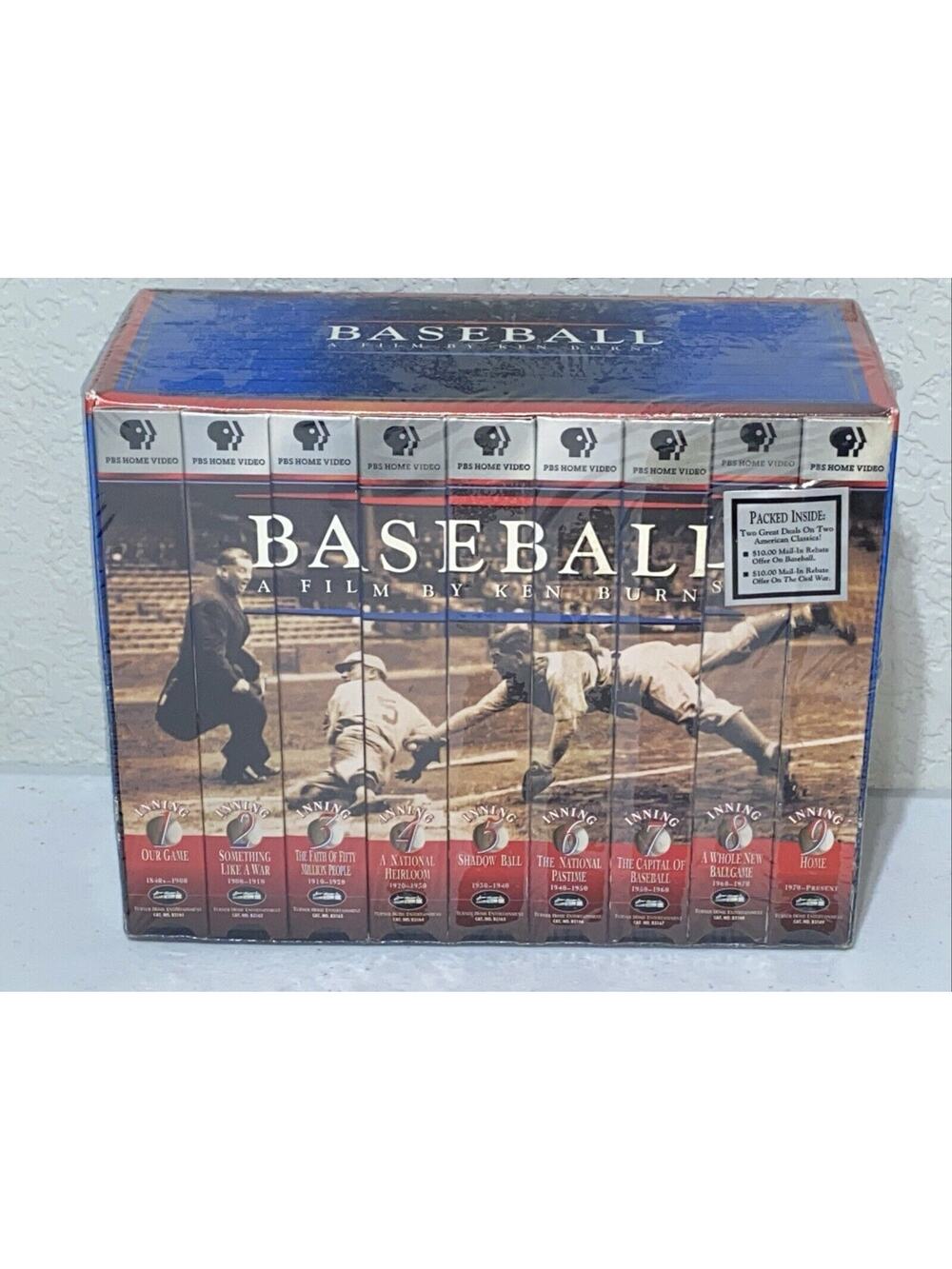 Baseball A Film by Ken Burns Box Set 9 VHS TAPES Documentary PBS 1994 NEW SEALED